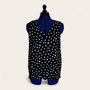 Chico's Black and White Polka Dot Tank Top Size Large